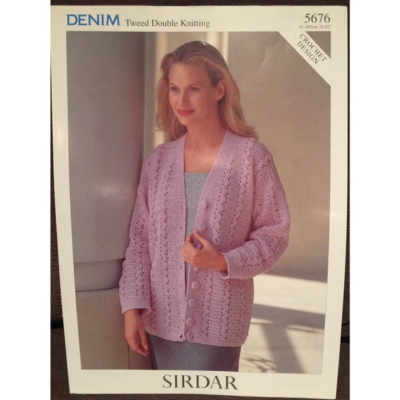 New Sirdar 5676 Denim Tweed DK Cardigan Sweater Crochet Design Pattern - Picture 2 of 2